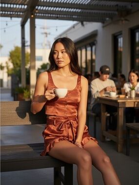Marissa Webb Satin Rust Mud/Orange Satin Short